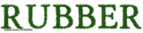 Rubber - 3D rendering fresh Grass letters isolated on whhite background.