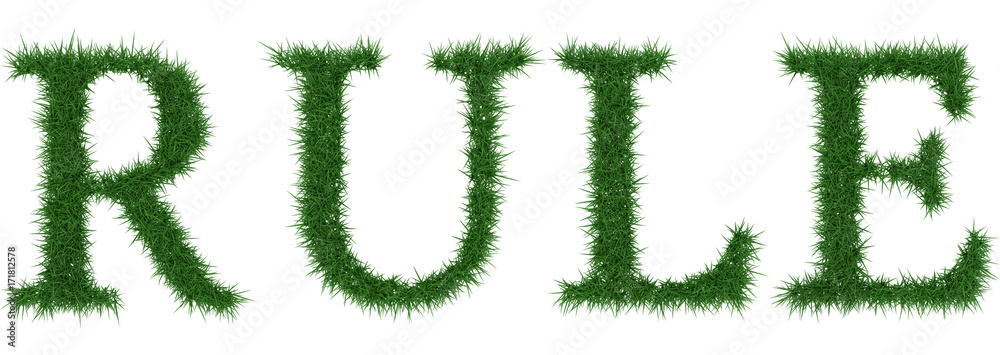 Rule - 3D rendering fresh Grass letters isolated on whhite background. Rule - 3D rendering fresh Grass letters isolated on whhite background.