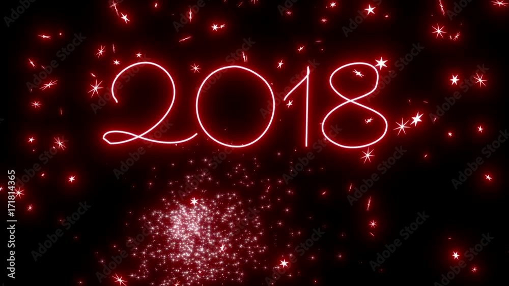 Writing happy new year 2018. 3D rendering, UHD