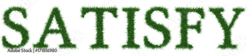 Satisfy - 3D rendering fresh Grass letters isolated on whhite background.