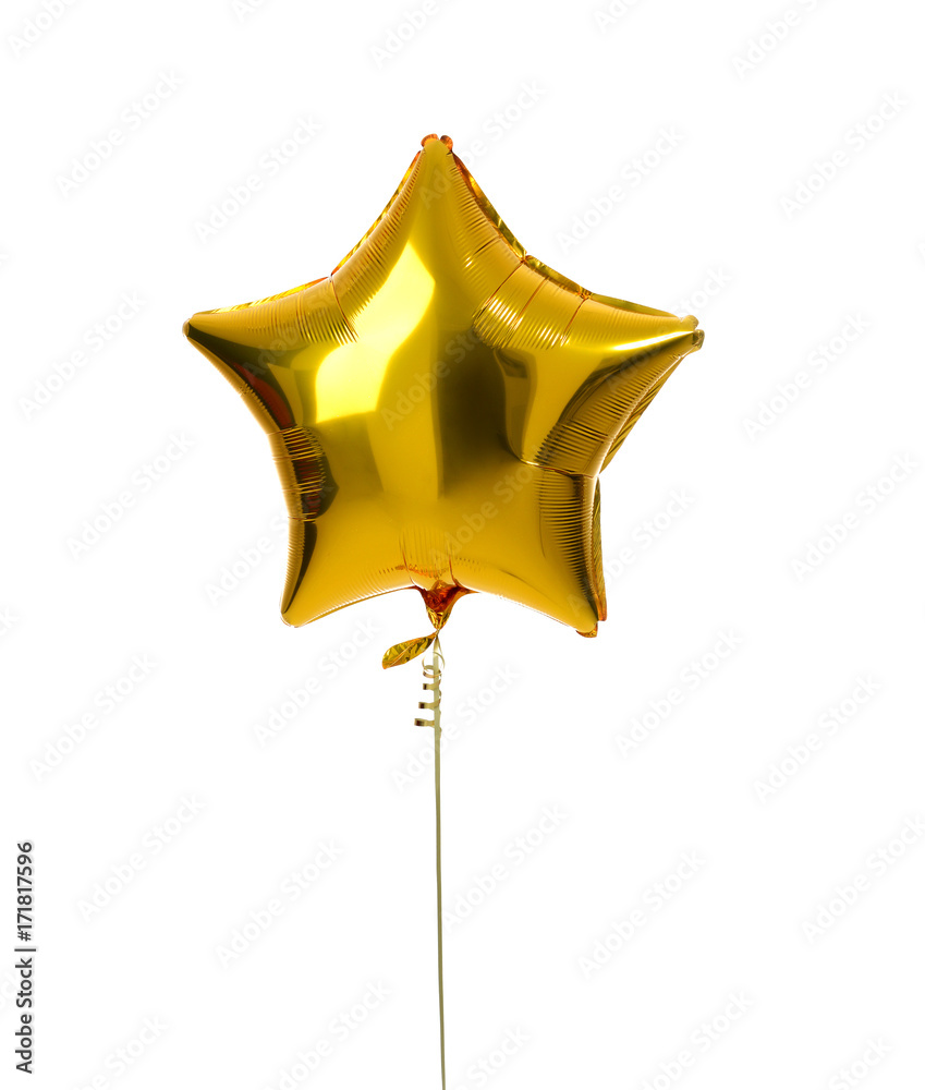 Single gold big star metallic balloon object for birthday
