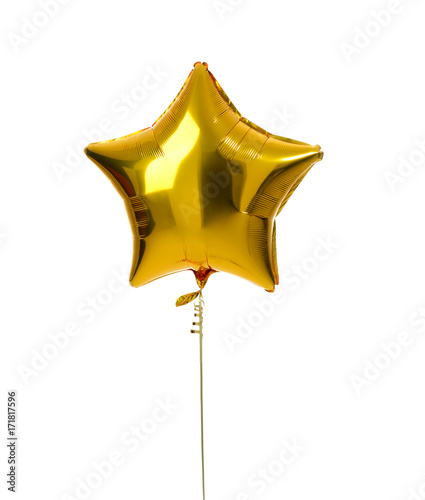 Obraz na płótnie Single gold big star metallic balloon object for birthday w salonie