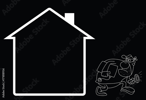 Representation of home security isolated on black background