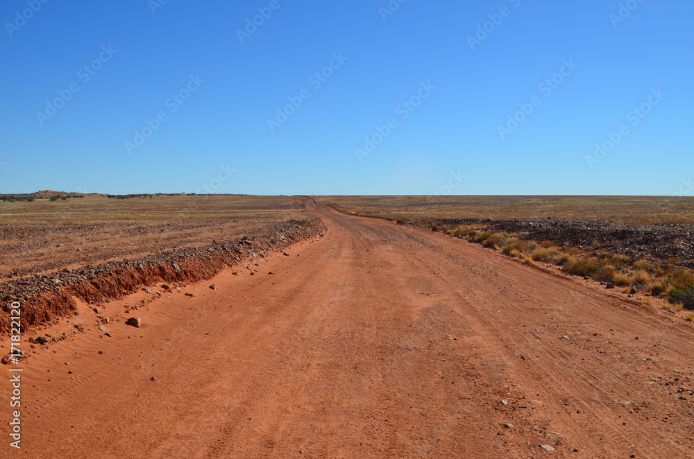 Desert road with blue sky