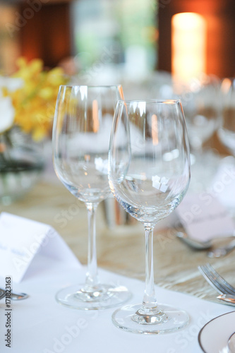 glasses of wine set in the restaurant