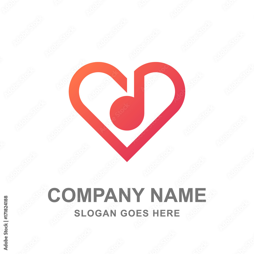 Music Note Love Abstract Logo Vector Icon Music Note Love Abstract Logo Vector Icon