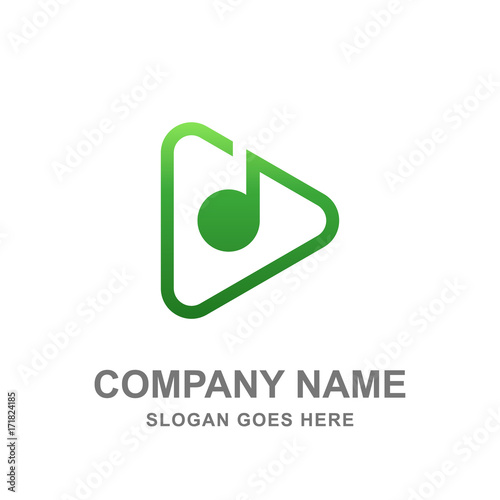 Music Play Button Logo Vector Icon 