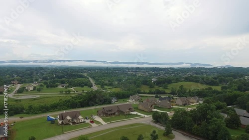 Aerial View Over Silicon Valley Mountain View And Suburban Houses at sunset 4k