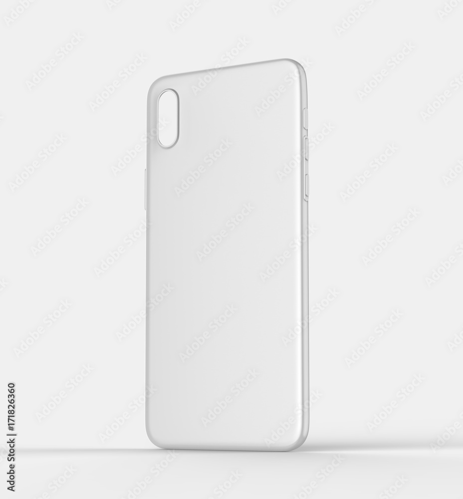 Blank white smart phone mobile back cover or case for design template mock up design. 3d illustration Blank white smart phone mobile back cover or case for design template mock up design. 3d illustration