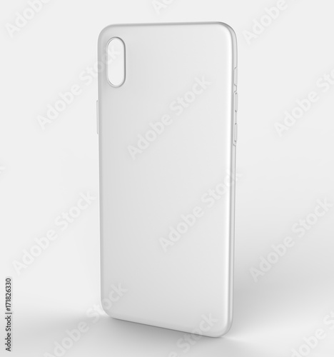 Blank white smart phone mobile back cover or case for design template mock up design. 3d illustration