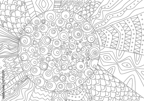 abstract drawing of sun for coloring book
