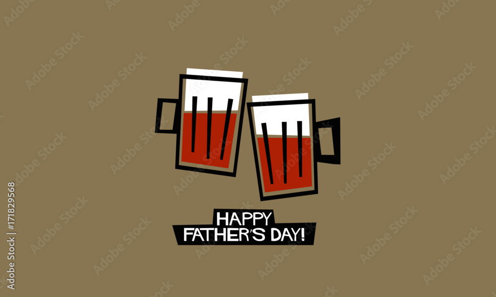 Happy Father's Day! (Vector Illustration Beer Mugs) Happy Father's Day! (Vector Illustration Beer Mugs)