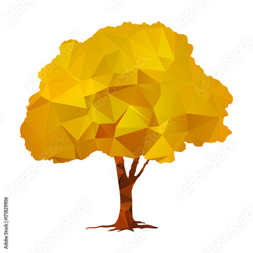 Autumn polygonal tree isolated on white background vector
