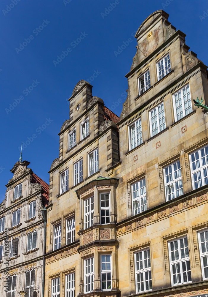Facades of historical houses at the market square in Bremen