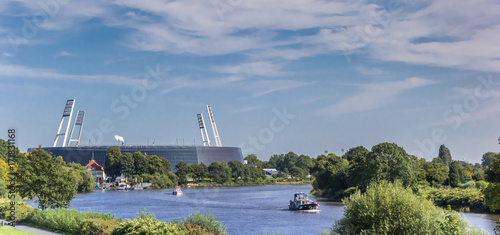 Panorama of the stadium along the river Weser in Bremen photo