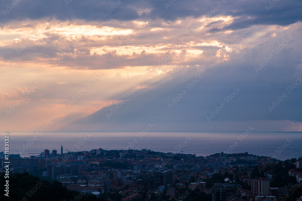 storm over the city of Trieste