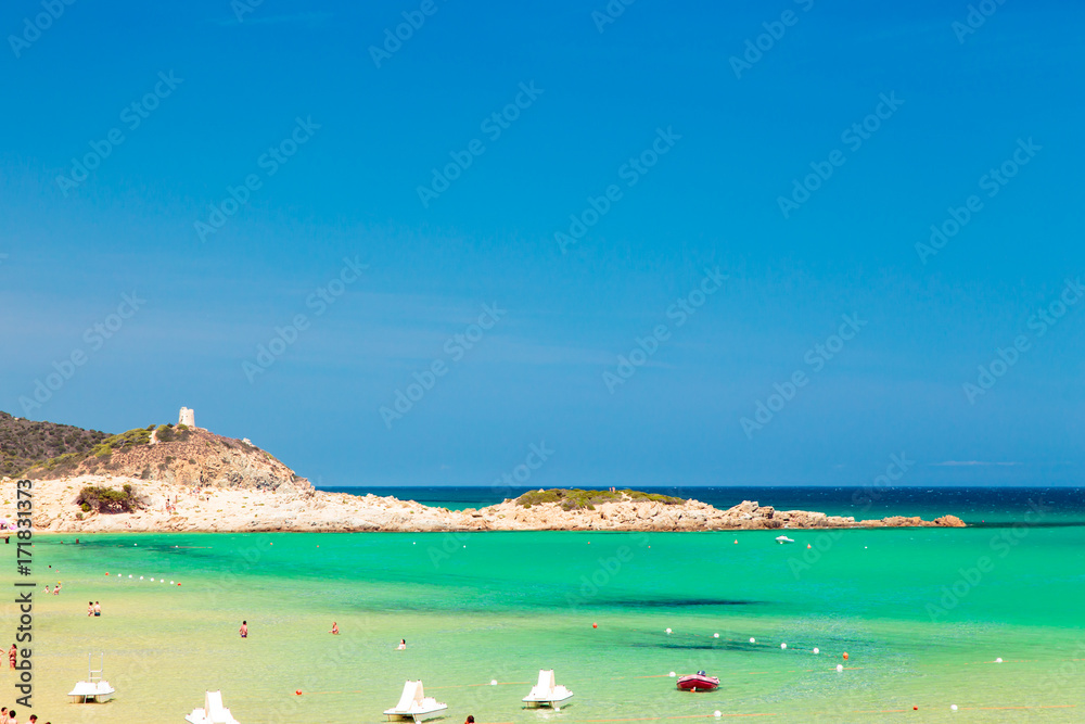 The beach of Chia su Giudeu, Sardinia The beach of Chia su Giudeu, Sardinia