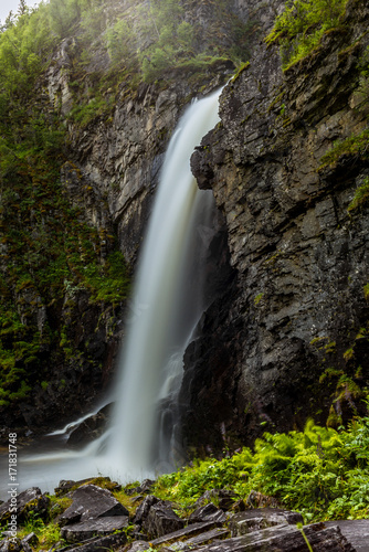 Beautiful waterfall in the Rondane Norwegian national park - 2