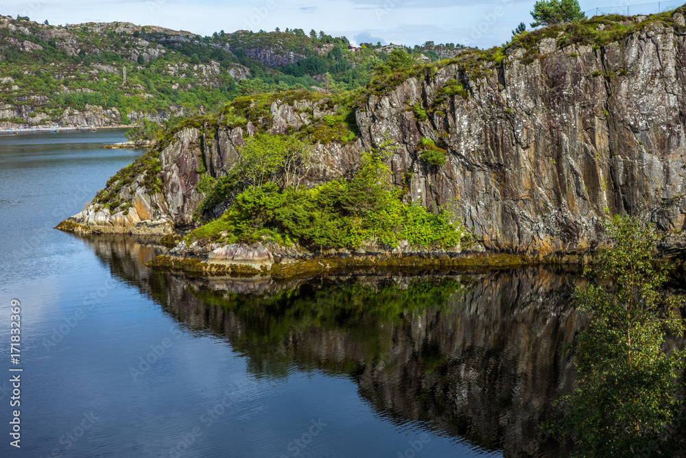 Reflections on the sea in the fjord of Bergen in Norway - 12
