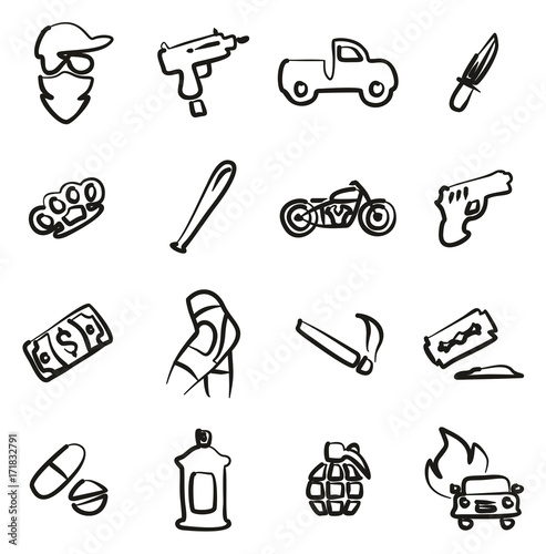 Modern Gangster Icons Freehand 