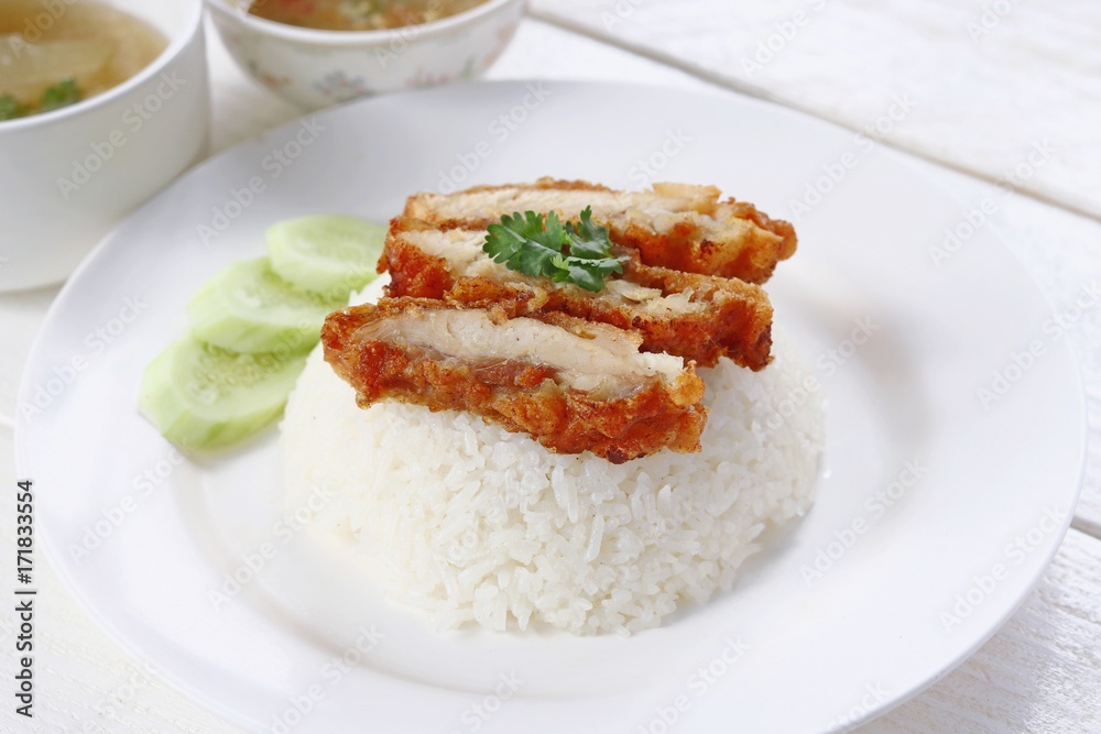 Thai gourmet fried chicken with rice Thai gourmet fried chicken with rice
