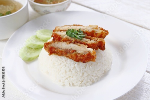 Thai gourmet fried chicken with rice