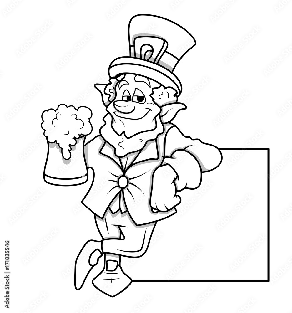 Fototapeta premium Leprechaun Character Standing with Blank Banner