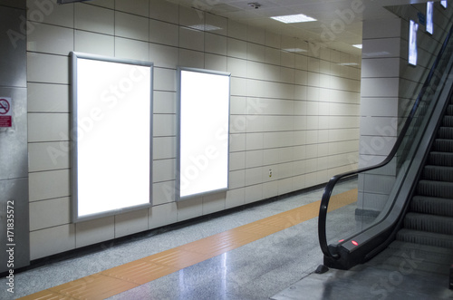 Canvas Print Blank billboard in subway station