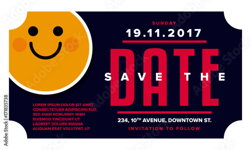 Save the Date Card. Modern elegant illustration template of Invitation Design.