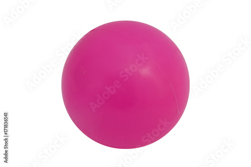Pink plastic ball cut out on and isolated on a white background
