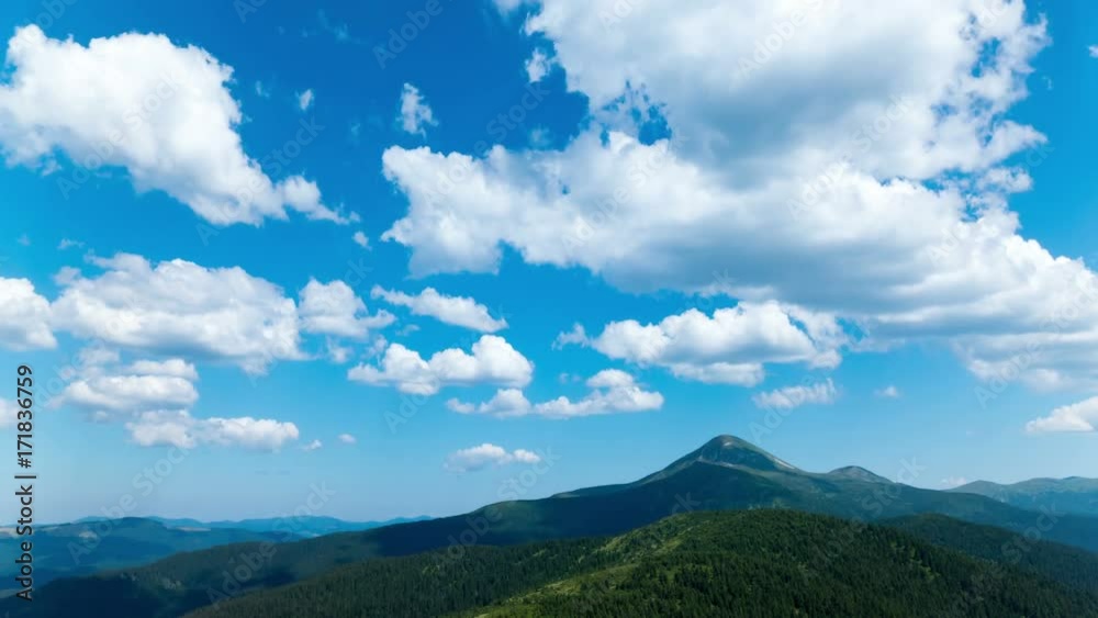 4K. Mountains, hills with clouds .Without birds, timelapse 4K. Mountains, hills with clouds .Without birds, timelapse