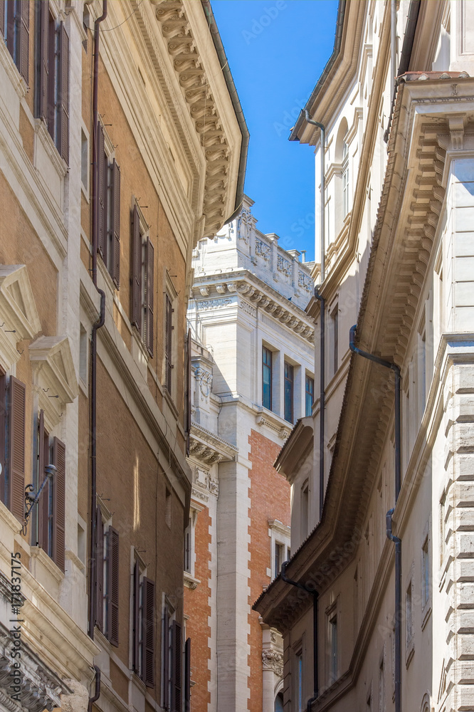Buildings in small street in Rome, Italy
