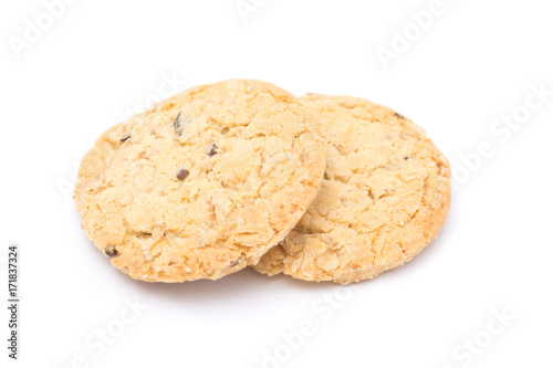 Cereal cookies or grains cookies isolated on white background.