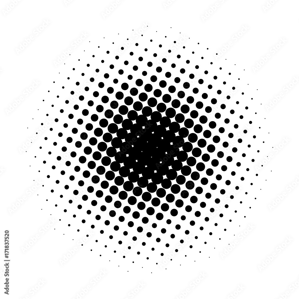Circle gradient halftone dots background. Pop art template, texture. Vector illustration.
