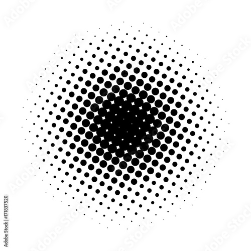 Circle gradient halftone dots background. Pop art template, texture. Vector illustration.