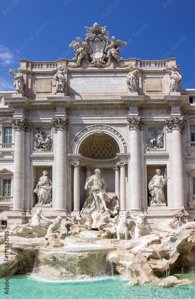 Detail from Trevi fountain in Rome, Italy