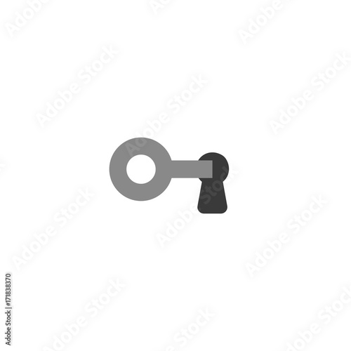 Flat design style vector concept of key icon lock or unlock keyhole on white
