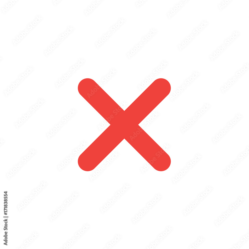 Flat design style vector x mark icon on white