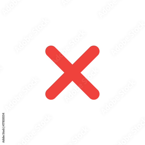 Flat design style vector x mark icon on white