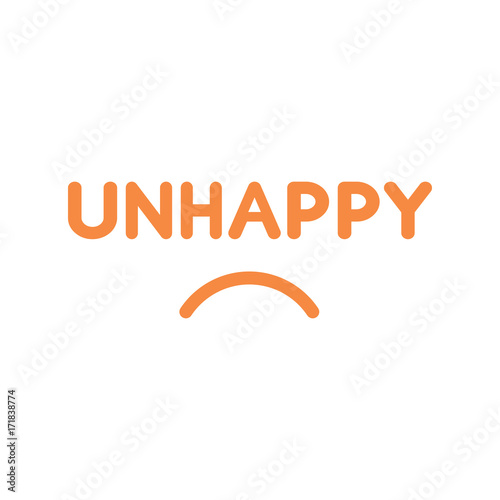 Flat design style vector concept of unhappy text with sulking mouth on white