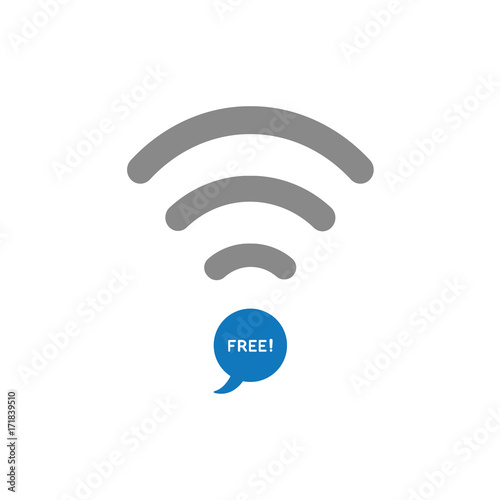Flat design style vector concept of wifi symbol with speech bubble icon and free text on white