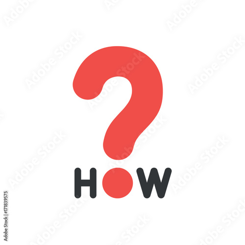Flat design style vector concept of how text with question mark icon on white photo