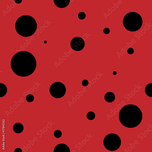 Abstract seamless background design texture with circle round lady-bird elements. Creative vector endless pattern with small shapes ladybug circles.