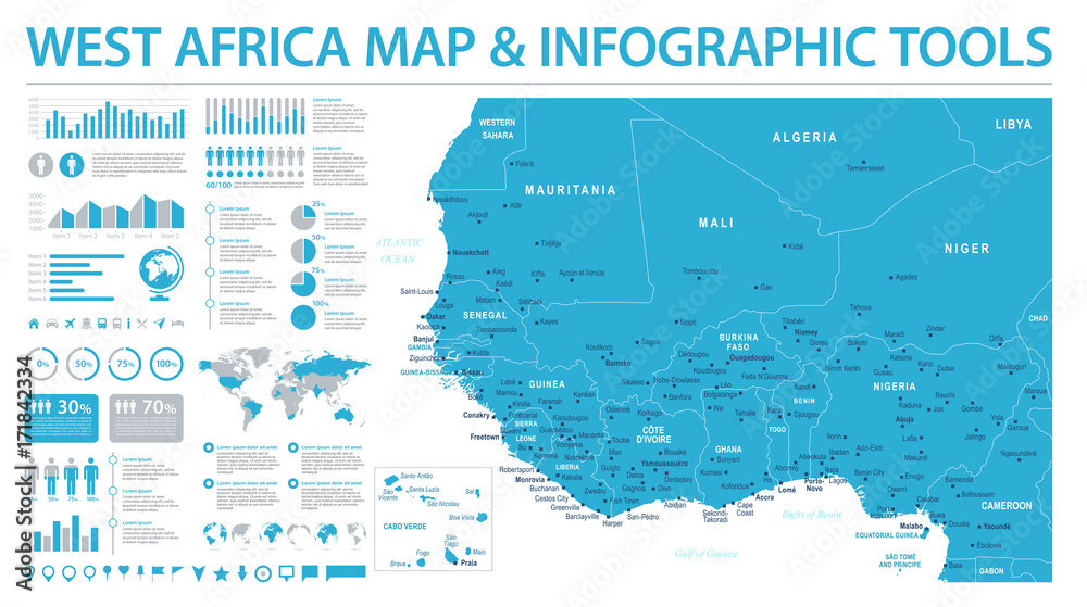 Obraz premium West Africa Map - Info Graphic Vector Illustration