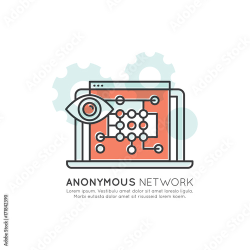 Vector Icon Style Illustration of Anonymous Network, Security, Encrypted Access, Isolated Web Design Element
