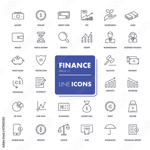 Line icons set. Finance