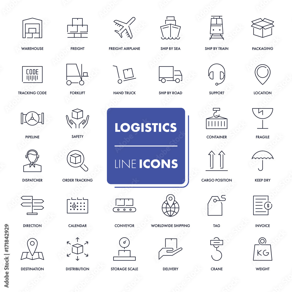 Line icons set. Logistics 