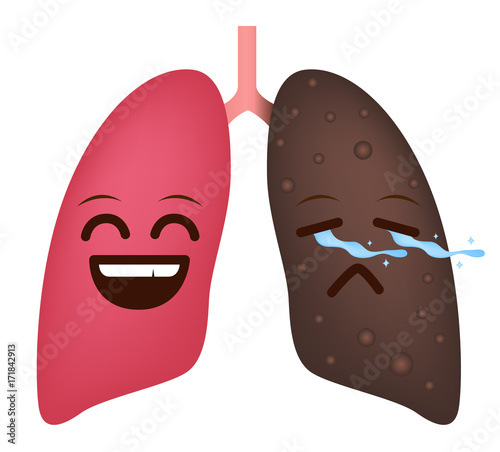 Smoker's lung and healthy lung. cartoon vector