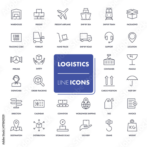 Line icons set. Logistics 
