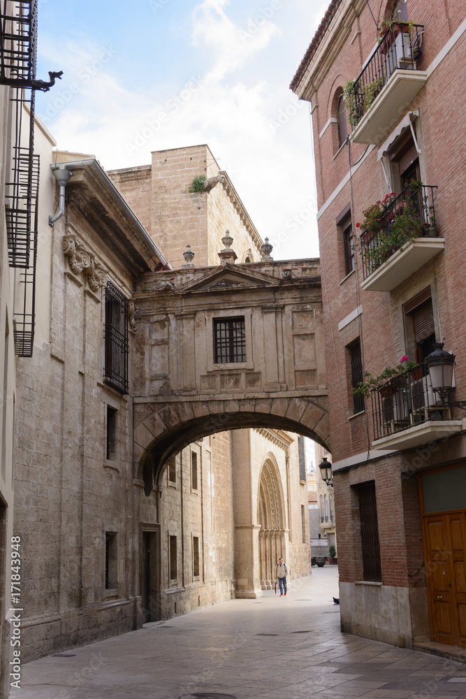 Arch in Calle de la Barchilla, between the cathedral and the archbishopric of valencia.